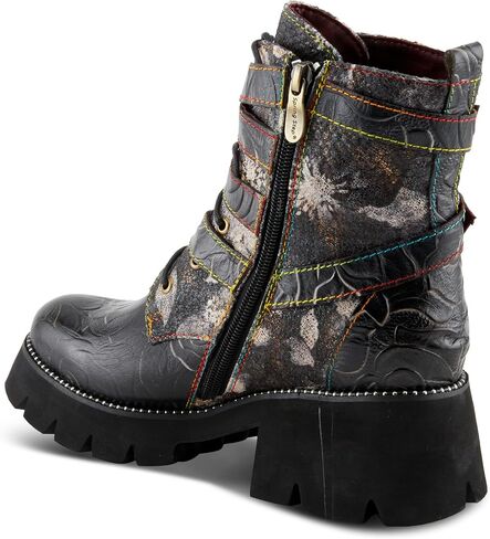 Spring Step L'Artiste Arce Women's Floral Bootie - Artistic Handpainted Upper, Rugged Lug Sole, Adjustable Fit in Saudi Arabia