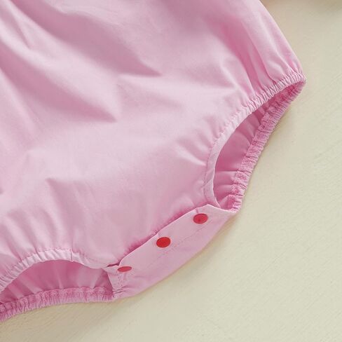 My First Valentines Day Baby Girl Outfit Newborn Plaid Smocked Bubble Romper Heart Embroidery Cute Infant Clothes in Kuwait