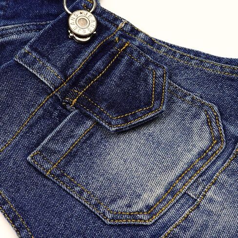KIDSCOOL SPACE Baby Little Girls Denim Overalls, Washed Ripped Loose Fit Jeans Workwear in Kuwait
