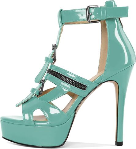 Soireelady Women's Platform High Heels Gothic Sandals Open Toe T-strap Stiletto Heels Peep Toe Punk Heeled Sandals 5 Inch in Saudi Arabia