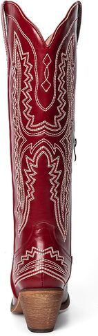 Cowboy Boots for Women Knee High Cowgirl Boots Embroidered Pointed Toe Chunky Heel Western Boots Wide Calf Side Zipper in Saudi Arabia