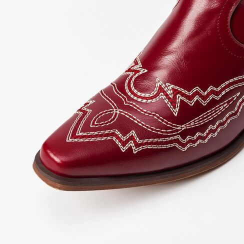 Cowboy Boots for Women Knee High Cowgirl Boots Embroidered Pointed Toe Chunky Heel Western Boots Wide Calf Side Zipper in Saudi Arabia