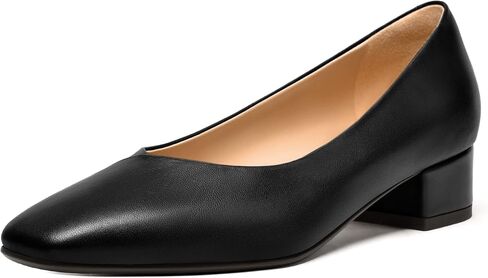 Femstep Womens Matte Leather Fashion Wedding Square Toe Slip على مكتنزة منخفضة من مضخات الكعب أحذية 1.5 بوصة in Saudi Arabia
