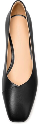 Femstep Womens Matte Leather Fashion Wedding Square Toe Slip على مكتنزة منخفضة من مضخات الكعب أحذية 1.5 بوصة in Saudi Arabia