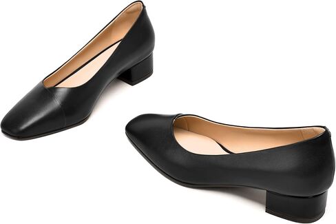 Femstep Womens Matte Leather Fashion Wedding Square Toe Slip على مكتنزة منخفضة من مضخات الكعب أحذية 1.5 بوصة in Saudi Arabia