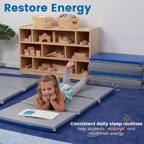 ECR4KIDS Premium Fileling Rest ، 3 مقاطع ، 1 بوصة ، وسادة النوم ، الأزرق/الرمادي ، 5 عبوات in Saudi Arabia