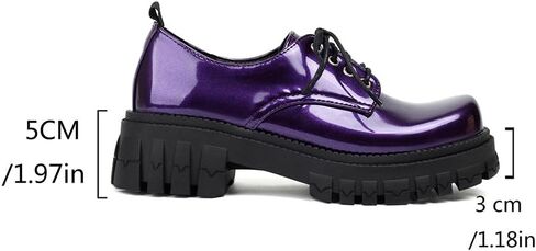 Women's Patent Leather Platform Chunky Loafers Perforated Lace-up Round Toe Wingtip Oxford Shoes Non-Slip Lug Sole Brogue Dress Shoe in Kuwait