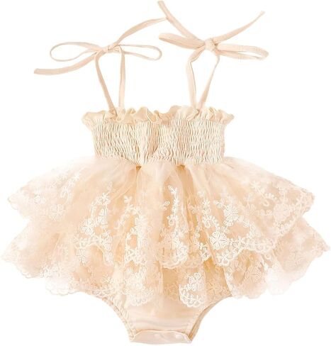Newborn Baby Girls Romper Dress Sleeveless Pleated Halter Spaghetti Straps Tulle Bodysuit 1Pcs Summer Clothes in Kuwait