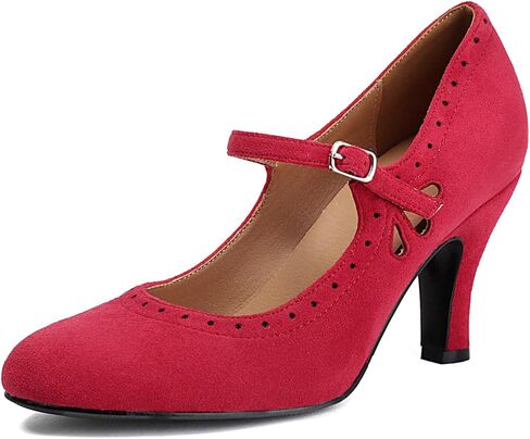 Women's Mary Jane Teardrop Cute Close Round Toe Vintage 1950s Gatsby Heels Retro 1920s Victorian Pumps 1930s Shoes in Saudi Arabia