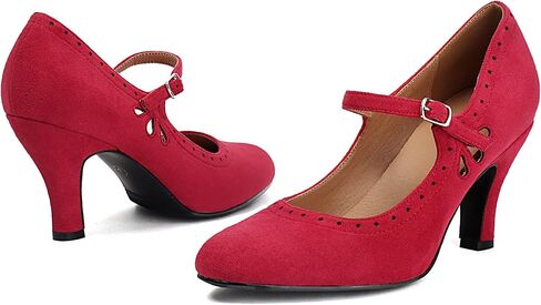 Women's Mary Jane Teardrop Cute Close Round Toe Vintage 1950s Gatsby Heels Retro 1920s Victorian Pumps 1930s Shoes in Saudi Arabia