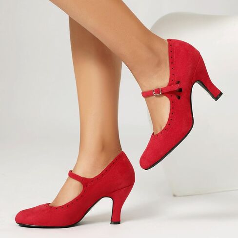 Women's Mary Jane Teardrop Cute Close Round Toe Vintage 1950s Gatsby Heels Retro 1920s Victorian Pumps 1930s Shoes in Saudi Arabia