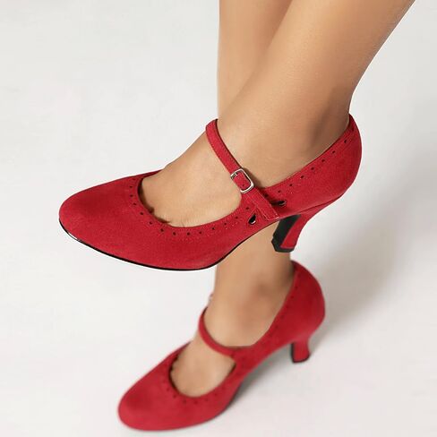 Women's Mary Jane Teardrop Cute Close Round Toe Vintage 1950s Gatsby Heels Retro 1920s Victorian Pumps 1930s Shoes in Saudi Arabia