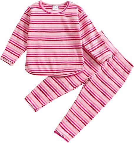 سترة صبي طفل سترة مجموعة سراويل مخططة ملابس متماسكة قمم طويلة الأكمام ولباس طماق in Kuwait