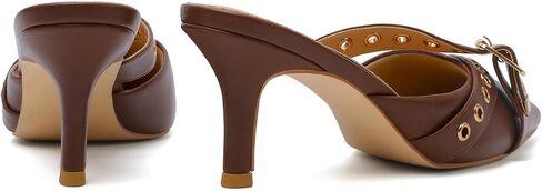 Mostrin Kitten Mules Heels for Women Pointed Closed Toe Heels Vintage Slip on Stiletto Dressy Pumps Shoes in Saudi Arabia