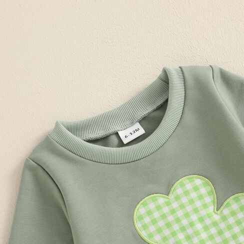 Muasaaluxi Toddler Baby Boy St. Patricks Day Woath Long Sleeve Shamrock Sweatshirt Green Plaid Blaid Long Pants Set in Saudi Arabia