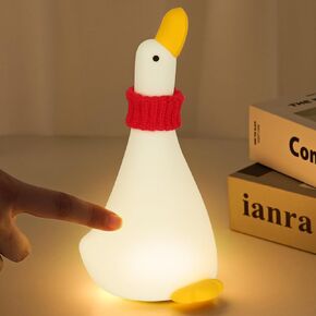 Cute LED Duck Night Light, Rechargeable Silicone Squishy Light Up Duck Lamp, 3-Level Dimmable Nursery Night Lights for Toddler Baby Kids - Decor for Dorm Room Bedroom Home