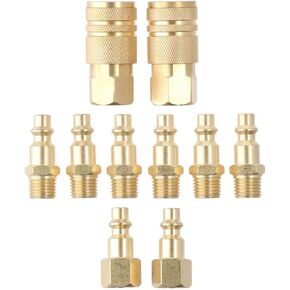10 Pieces 1/4" NPT Air Coupler and Plug Kit Industrial Type D Quick Connect Air Fittings
