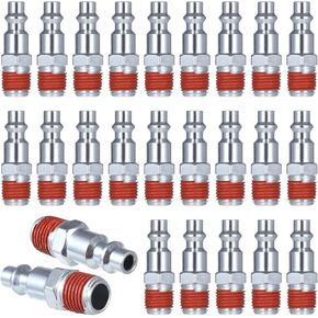 25 PCS 1/4 Inches NPT Male Industrial Air Plugs, 1/4 Inches Air Hose Fitting, Quick Connect Adapter Pneumatic Plug, Air Hose Repair Plug Compatible with I M D Type Air Coupler Air Compressor