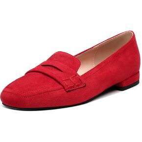MODENCOCO Women's Loafers Comfortable Square Toe Flats Soft Women's Loafers & Slip-ons Fashion Dress Shoes for Work Dating Casual