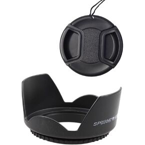 67mm Tulip Flower Lens Hood & Lens Cap Compatible for Canon EF-S 18-135mm Lens, Compatible for Nikon 16-85mm Lens, 18-105mm Lens (1+1Pack)