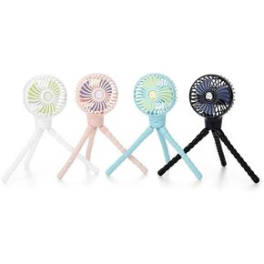 Personal Mini Portable Stroller Fan, Battery Operated Small Clip on Fan, Detachable 3 Speed Rechargeable 360° Rotate Flexible Tripod Cooling Fan for Car Seat Crib Treadmill Travel (Black)
