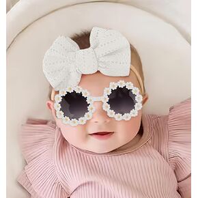 Baby Girl Bows Tie Headband Newborn Soft Cotton Hair Bow Party Photo Shower Bow Headwraps Hair Accessories for Toddler Infant (Style 1-Yellow, stretchy)