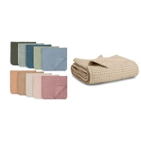 Comfy Cubs Muslin Burp Cloths and Waffle Weave Blanket Bundled