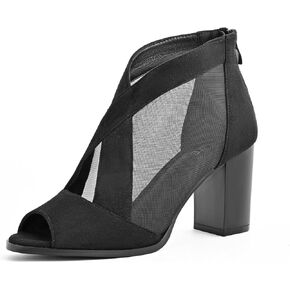 Cut Out Mesh Sandals High Block Heels Peep Toe Summer Ankle Boots