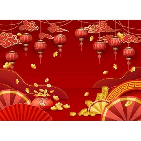 7x5ft Lunar New Year Backdrop 2025 Chinese Traditional Spring Festival Red Lantern Photography Background Banner Family Party Decoration Photo Studio Props