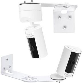 2Pack CaGuan Adhesive Wall Mount Bracket for Ring Indoor Cam (2nd Gen & 1st Gen), Ring Pan-Tilt Indoor Cam, Metal Adjustable Mount Bracket with Max Cover Both Sides of House 300°, Indoor Outdoor Use