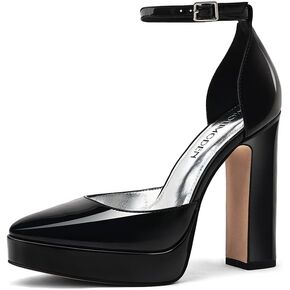 Women's Platform High Heels for Women Chunky Closed Toe Sandals Ankle Strap Buckle Block Heels Round Pointed Toe Wedding Party Comfortable Pumps Dress Shoes for Women