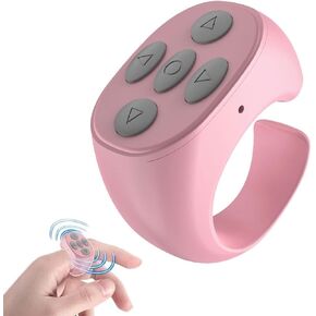 New Wireless Bluetooth Remote Control, Video Scrolling Ring Remote Control Page Turner Bluetooth Ring Scroller, Scrolling Rings Rechargeable Camera Video Remote (Pink)