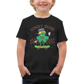 CM C&M WODRO Toddler Baby St Patrick's Day T-Shirt Boy Clover Lucky Dude Shirt Short Sleeve Irish Shamrock Graphic Tees Tops