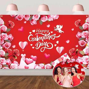 CCINEE Large 71 X 43 Inch Happy Galentines Day Backdrop Banner, Red Pink Galentines Day Backdrop for Valentine's Day Girls Theme Party Decorations Photo Booth Props Supplies