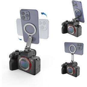 Magnetic Folding Cold Shoe Phone Mount Holder, Tripod Mount for iPhone Magsafe Magnetic Hot Shoe Camera Adapter