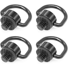 Wulankd 4 Pack Black Oxide 304 Stainless Steel D Ring Screw Hinged Holder, 1/4"-20 Thread, Camera Fixing Screw Camera Carabiner Clip for Tripod DSLR Camera, Quick Release Wrist Strap Sling