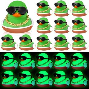 48 Pcs Mallard Rubber Duck Glow in The Dark Bulk with Sunglasses Necklace Set Mini Squeaky Rubber Ducks Toy Bath Floating Favors for Bathtub Ducky Birthday Carnival Party Duck Hunting Decor