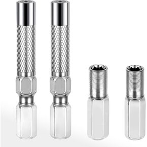 4 Pack Screw Driver Bit Adapter, 2 PCS 1/4 to 4mm Hex Adapter Magnetic and 2 PCS 1/4 to 4mm Drill Extension Bit Holder, Magnetic Hex Socket Shank Screwdriver Bit Adapter for Micro Bits Manual Electric
