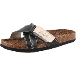 TMA EYES Cork Footbed Sandals - Cow Suede Insole X-Band Slide Sandals for Women Open Toe Beach Sandals