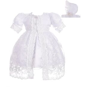 Lito Angels Baby Girls مقرض ثوب معمودية التعميد مع كيب بونيت in Kuwait
