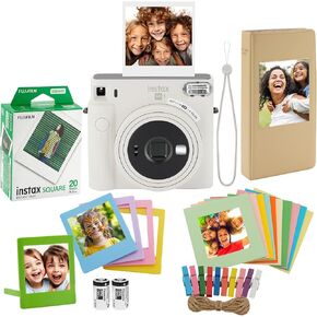 FUJIFILM Instax Square SQ1 Instant Camera, 20 Square Film, Photo Album, Frames and Cloth (Terracotta Orange)