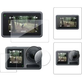 TELESIN [3 Pack] Lens Screen Protector for DJI Osmo Action 5 Pro Accessories, 0.3mm 9H Hardness Ultra HD Front and Back Screen Protector + Lens Film Foil, Tempered Glass Protector Scratch Resistant, Bubble-Free