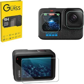 Tempered Glass Lens Screen Protector (Front + Back) LCD Display Protector for GoPro Hero 12/11/10/9, 3 PCS Screen Protectors, 9H Hardness, Anti-scratch, Bubble Free