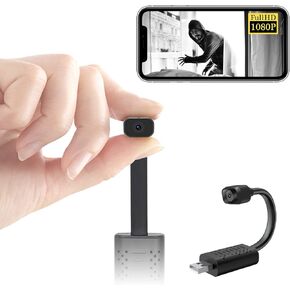 Smallest Wireless WiFi USB Camera,HD1080P Mini Spy USB Camera,Baby Monitor,Nanny Cam with Video Recording Live Feed, with Night Vision,Motion Detection,Cloud Storage for Security with iOS Android APP