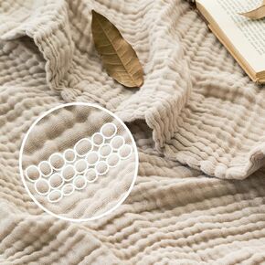 ACCOTIA 6 Layer 100% Cotton Muslin Blanket Twin Size, Lightweight Breathable Cozy Throw Blankets for Couch Sofa Bed Summer Soft Gauze Fall Blanket 55"x 75", Khaki
