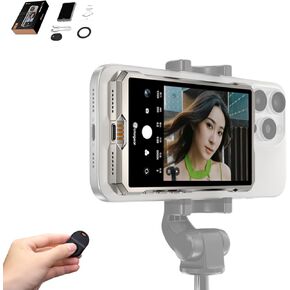 Fotorgear MS01 Selfie Monitor Screen Phone Vlog, Magnetic Phone Holder Clip Mount, 1080P Using Phone Rear Camera for Selfie Vlog Live Stream TikTok, Compatible with iPhone/Android
