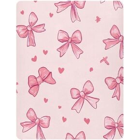 Bow Pink Fitted Crib Sheet for Baby Boys Girls, Extra Soft Breathable Nursery Bedding Sheet for Standard Crib and Toddler Mattresses, 27 x 39 in