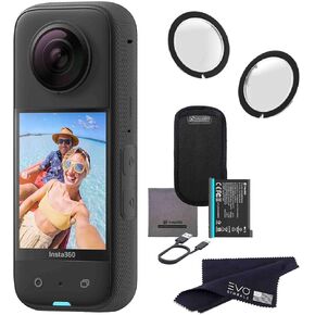 Insta360 X3 - Waterproof 360 Action Camera with 1/2" 48MP Sensors, 5.7K 360 HDR Video, 72MP 360 Photo, 4K Single-Lens, Stabilization, 2.29" Touchscreen, AI Editing, Bundle Includes Lens Guard