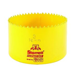 Starrett Bi-Metal Fast Cut Straight Pitch Hole Saw with Abrasion Resistant HSS Teeth - Ideal for Cutting Metal, Steel, and Wood - 3" (76MM) Diameter, 1-5/8" (41mm) Depth - FCH0300-G