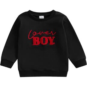 Karuedoo Toddler Baby Boy Girl Valentines Day Clothes Letter Print Crewneck Sweatshirt Long Sleeve Shirts Top Spring Outfit